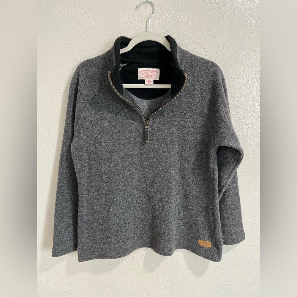 Filson Charcoal Quarter-Zip Unisex Sweater Pullover Size Medium